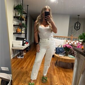 H&M Women's Cream Straight Leg Jeans